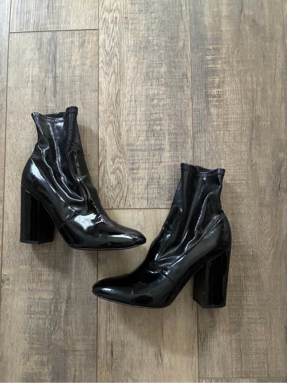 Valentino Garavani Black Patent Leather Sock Boots